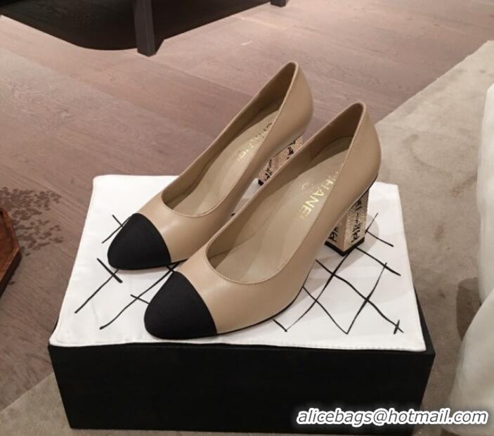 Best Quality Chanel Lambskin Metal High-Heel Pumps G34905 Beige 2019