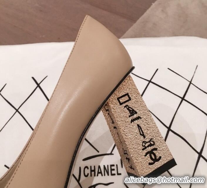 Best Quality Chanel Lambskin Metal High-Heel Pumps G34905 Beige 2019