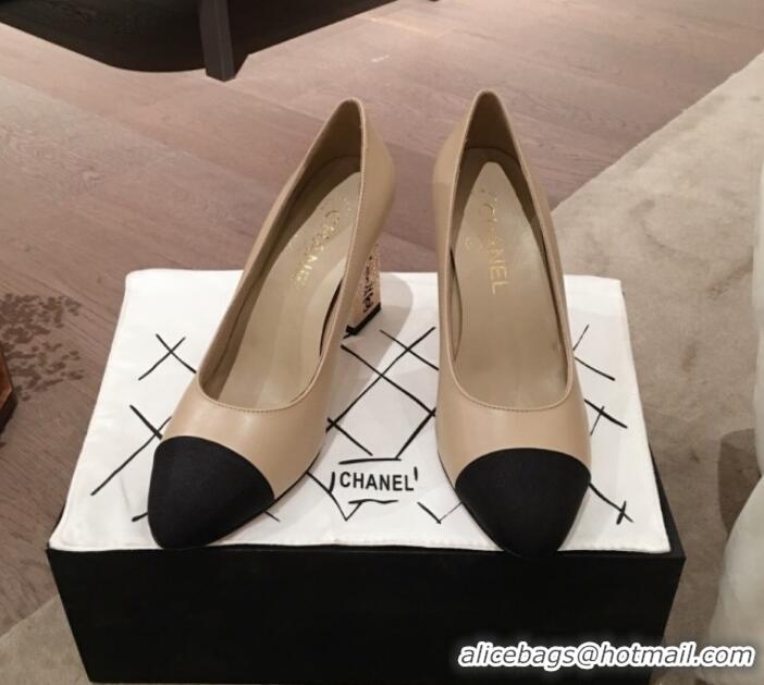 Best Quality Chanel Lambskin Metal High-Heel Pumps G34905 Beige 2019