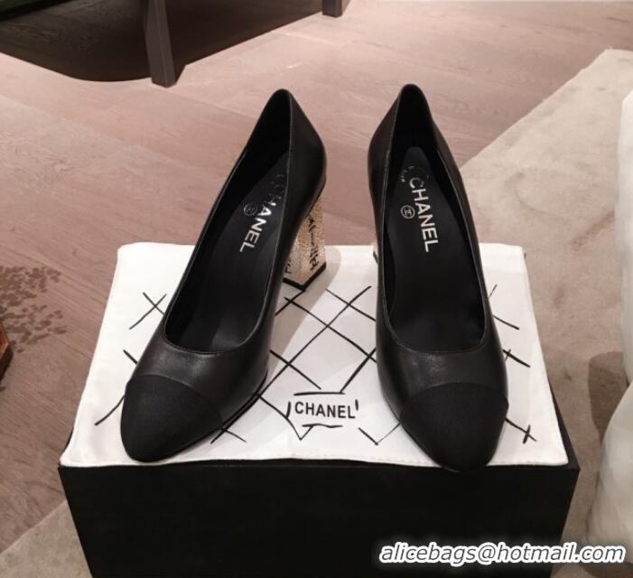 Good Quality Chanel Lambskin Metal High-Heel Pumps G34905 Black 2019