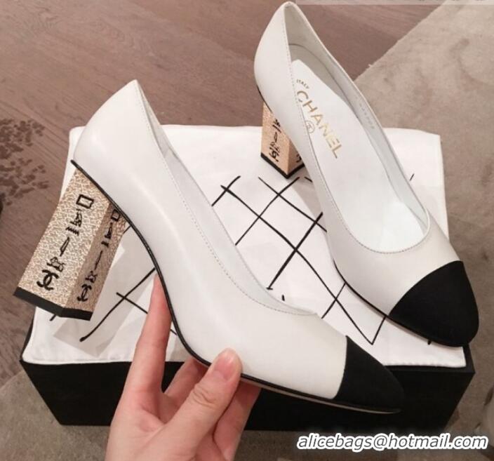 Good Quality Chanel Lambskin Metal High-Heel Pumps G34905 White 2019