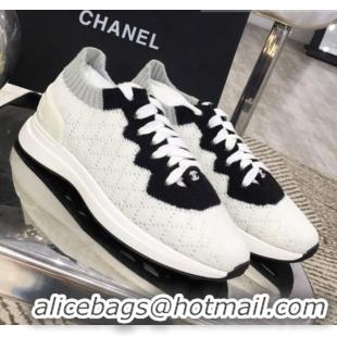 Fashion Chanel Knit Sneakers G35199 White 2019