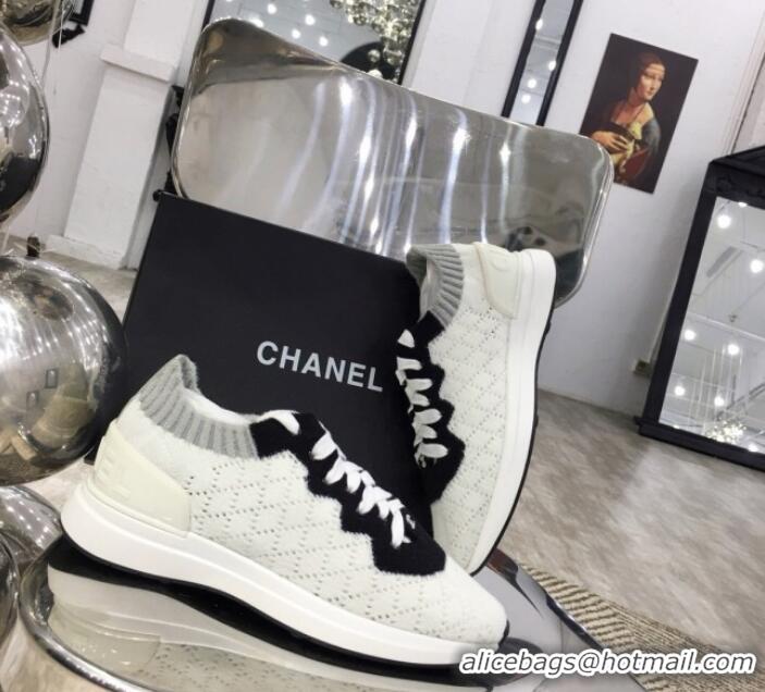 Fashion Chanel Knit Sneakers G35199 White 2019