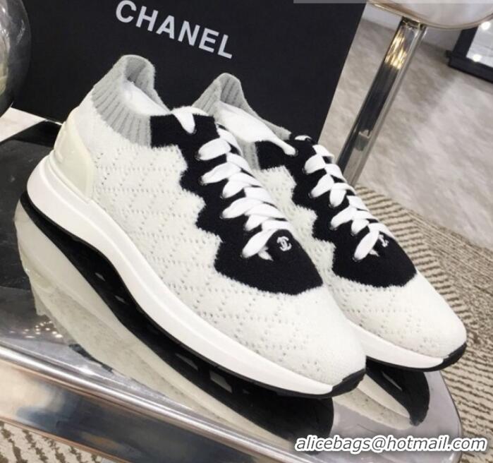 Fashion Chanel Knit Sneakers G35199 White 2019