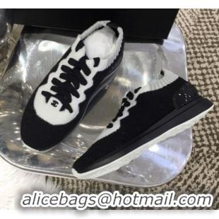 Top Quality Chanel Knit Sneakers G35199 Black 2019