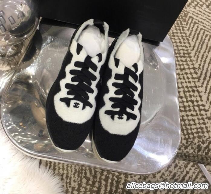 Top Quality Chanel Knit Sneakers G35199 Black 2019