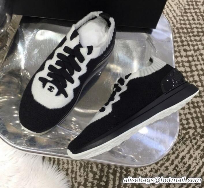 Top Quality Chanel Knit Sneakers G35199 Black 2019