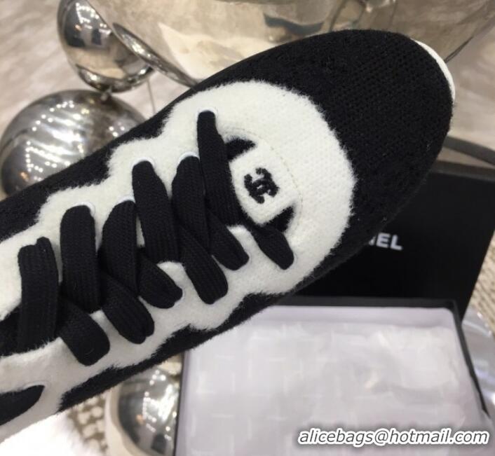 Top Quality Chanel Knit Sneakers G35199 Black 2019