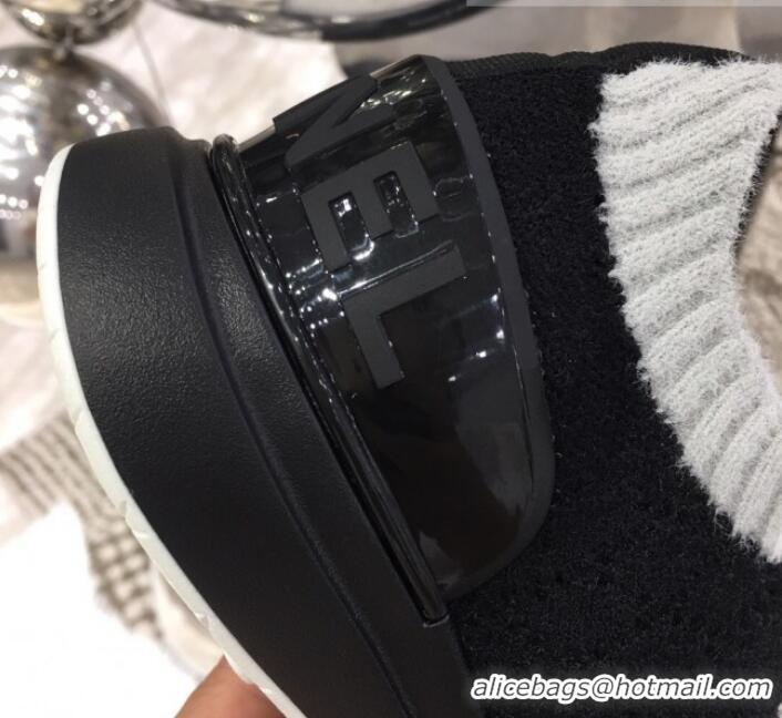 Top Quality Chanel Knit Sneakers G35199 Black 2019