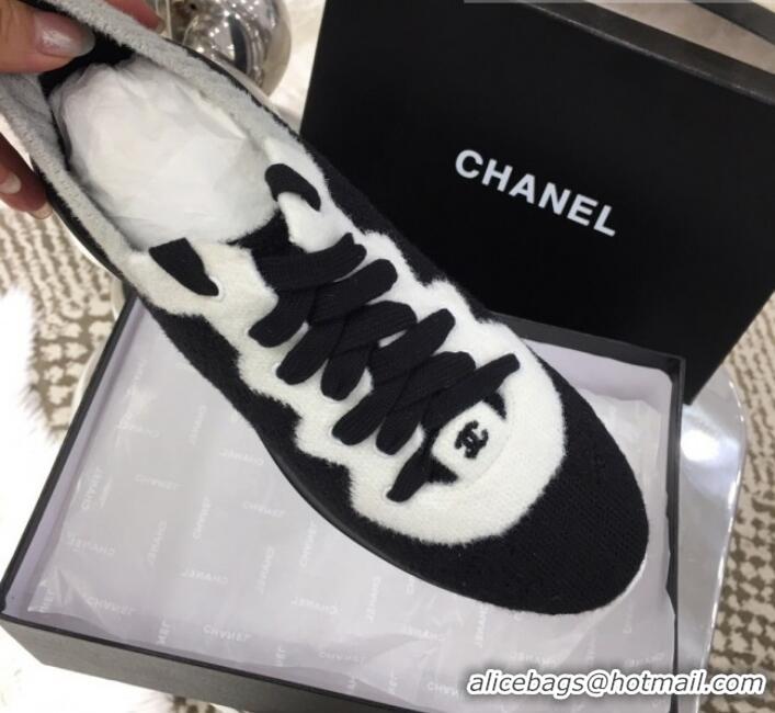 Top Quality Chanel Knit Sneakers G35199 Black 2019