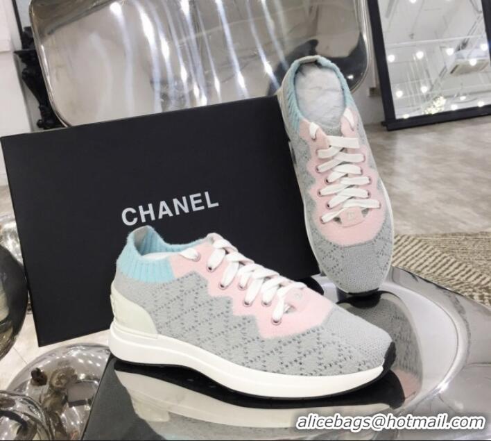 Popular Quality Chanel Knit Sneakers G35199 Gray 2019