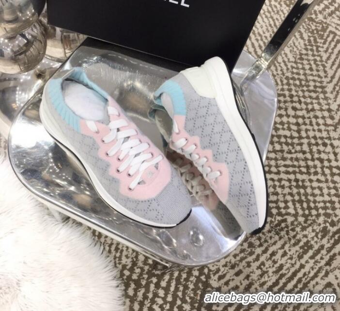 Popular Quality Chanel Knit Sneakers G35199 Gray 2019