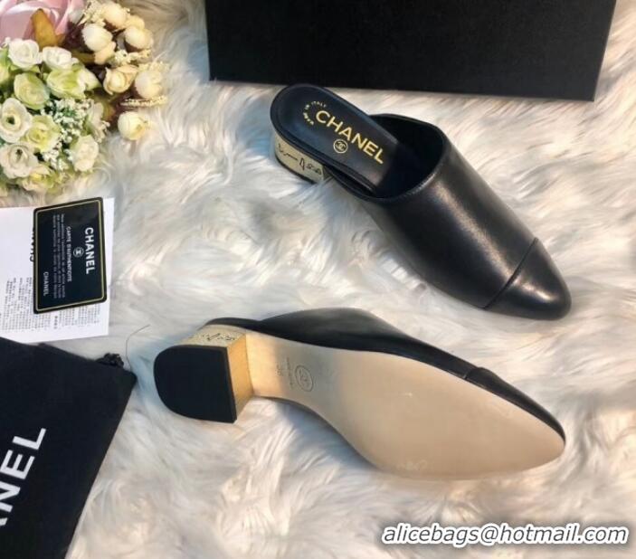 Perfect Chanel Leather Mules G34909 Black 2019 