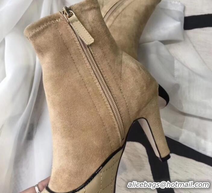 Best Luxury Chanel Suede and Quilted Leather Heel Short Boots Beige 2019 (MD-9110122 )