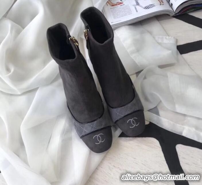 Super Quality Chanel Suede and Quilted Leather Heel Short Boots Gray 2019 (MD-9110123 )