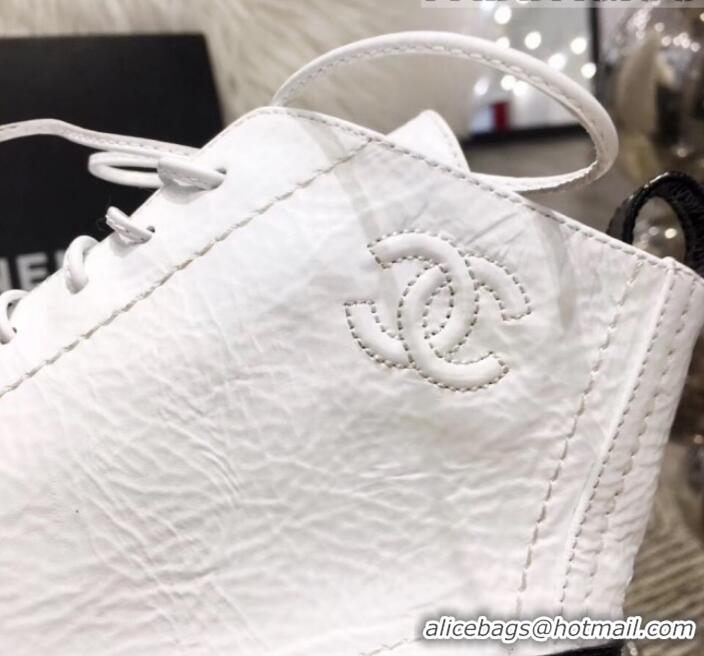 Top Quality Chanel Vintage and Patent Leather Lace-up Short Boots White 2019 (MD-9110124 )