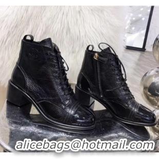 New Fashion Chanel Vintage and Patent Leather Lace-up Short Boots Black 2019 (MD-9110125 )