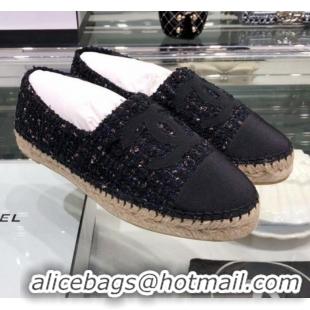 Top Sale Chanel Tweed Espadrilles G29762 Navy Blue/Black 2019