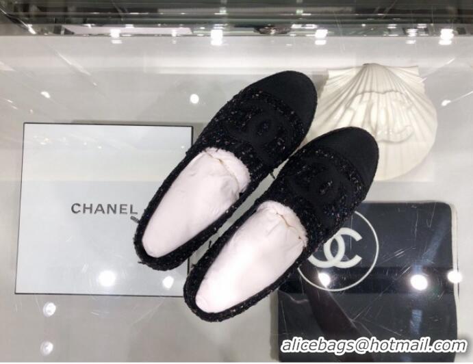 Top Sale Chanel Tweed Espadrilles G29762 Navy Blue/Black 2019