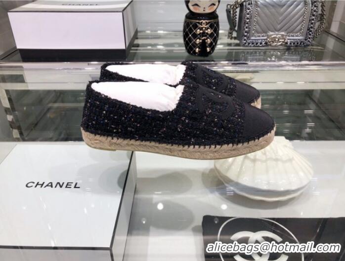 Top Sale Chanel Tweed Espadrilles G29762 Navy Blue/Black 2019