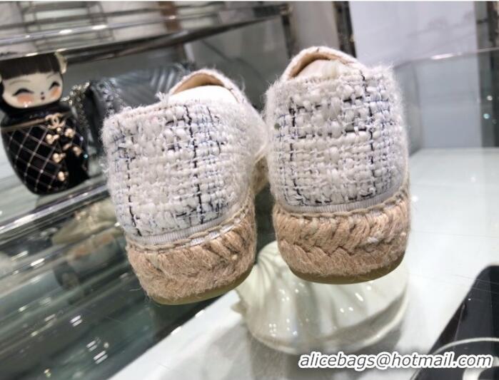 Discount Chanel Tweed Espadrilles G29762 White 2019