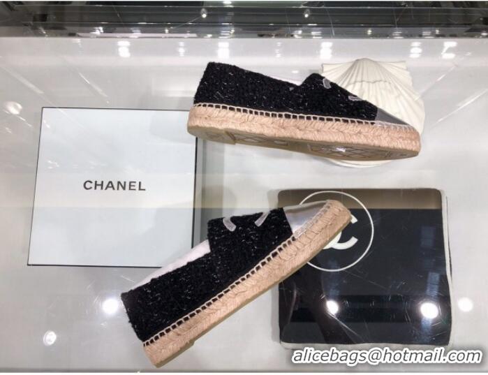 Unique Grade Chanel Tweed Espadrilles G29762 Silver/Black 2019