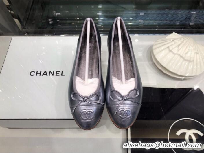 Classic Chanel Tweed and Patent Calfskin Ballerinas G02819 Silver 2019