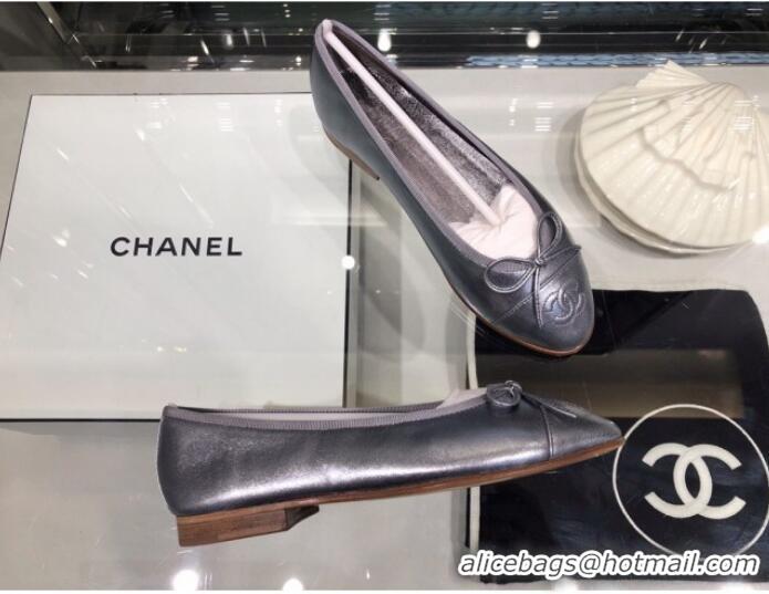 Classic Chanel Tweed and Patent Calfskin Ballerinas G02819 Silver 2019