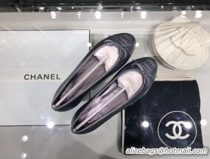 Classic Chanel Tweed and Patent Calfskin Ballerinas G02819 Silver 2019