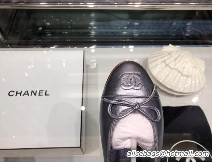 Classic Chanel Tweed and Patent Calfskin Ballerinas G02819 Silver 2019