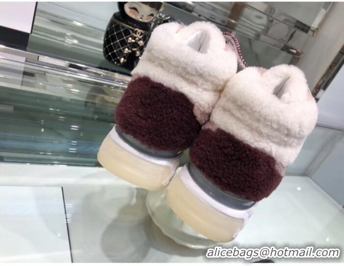 Low Price Chanel Lambskin Fur Lace-up Short Boots G10147 Pink 2019