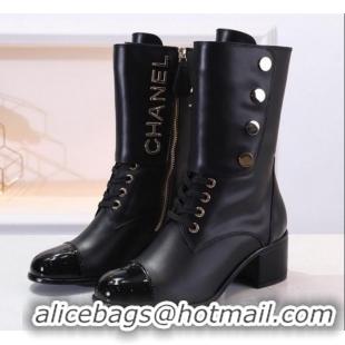 Grade Design Chanel Calfskin Buttons Short Boots G35229 Black 2019