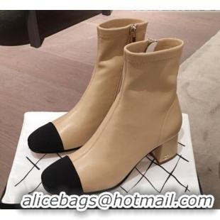 Discount Chanel Lambskin Short Boots G10652 Beige 2019