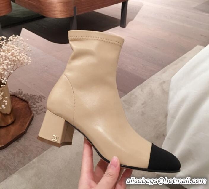 Discount Chanel Lambskin Short Boots G10652 Beige 2019