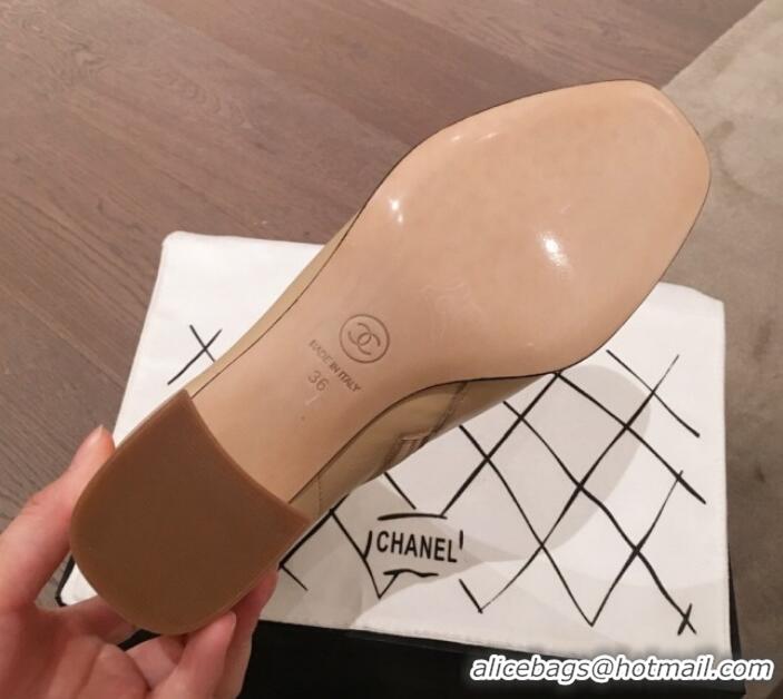 Discount Chanel Lambskin Short Boots G10652 Beige 2019