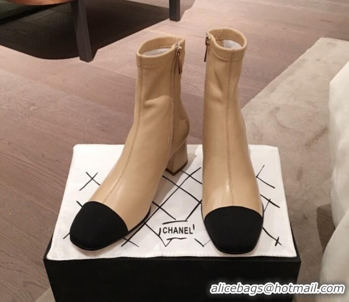 Discount Chanel Lambskin Short Boots G10652 Beige 2019