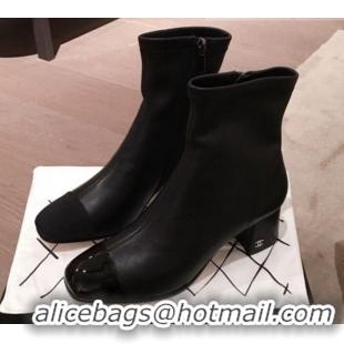 Imitation Chanel Lambskin Short Boots G10652 Black 2019