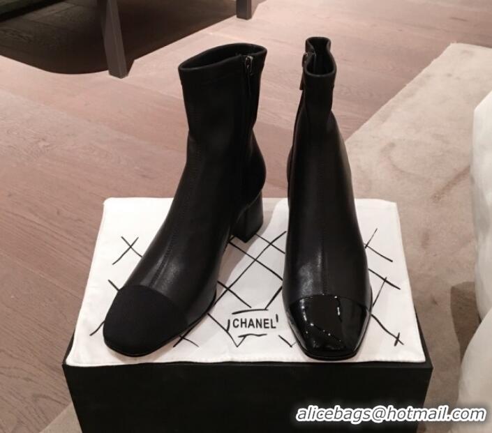 Imitation Chanel Lambskin Short Boots G10652 Black 2019