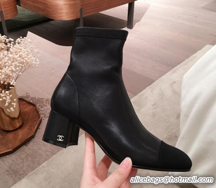 Imitation Chanel Lambskin Short Boots G10652 Black 2019