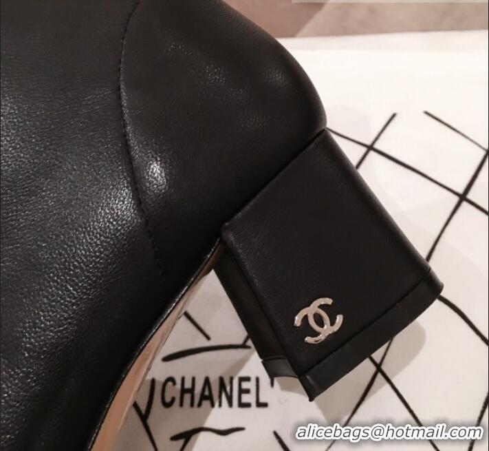 Imitation Chanel Lambskin Short Boots G10652 Black 2019