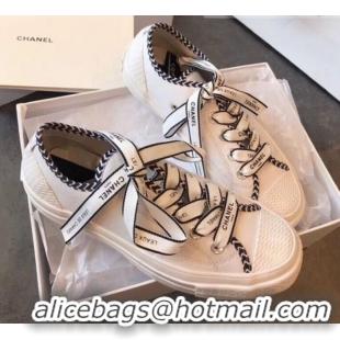 Classic Hot Chanel x Converse Logo Laces Sneakers G10909 White 2019