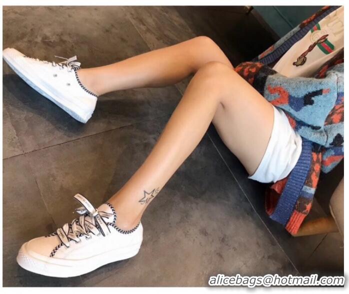 Classic Hot Chanel x Converse Logo Laces Sneakers G10909 White 2019