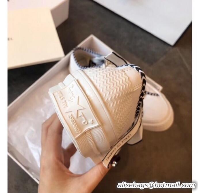 Classic Hot Chanel x Converse Logo Laces Sneakers G10909 White 2019