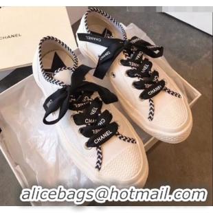 Stylish Chanel x Converse Logo Laces Sneakers G10909 Black 2019