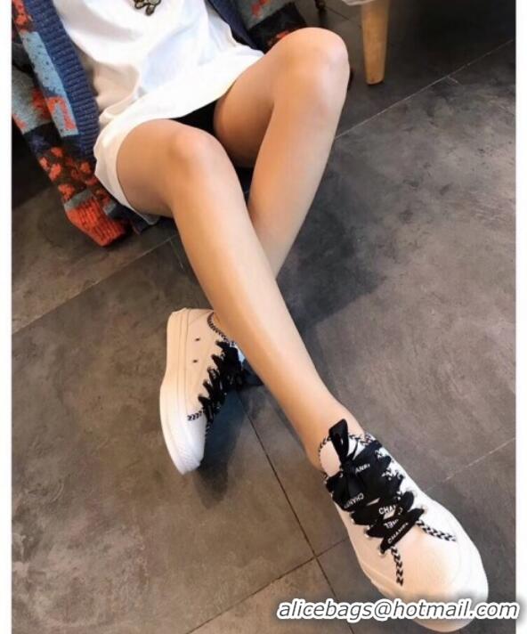 Stylish Chanel x Converse Logo Laces Sneakers G10909 Black 2019