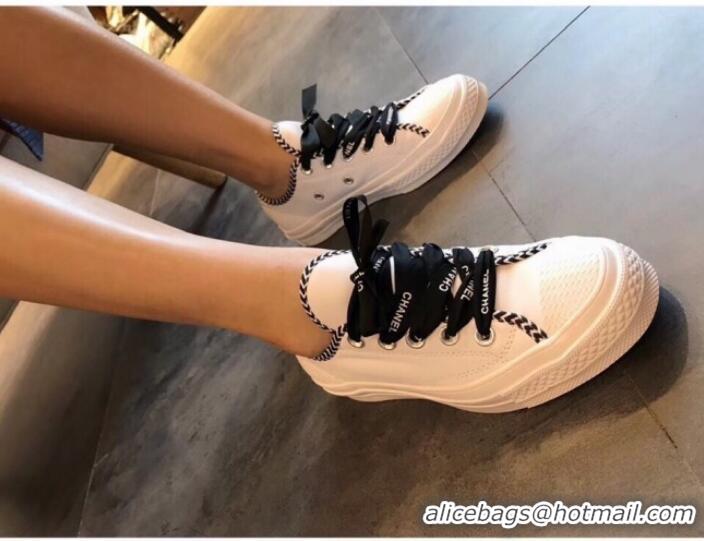 Stylish Chanel x Converse Logo Laces Sneakers G10909 Black 2019