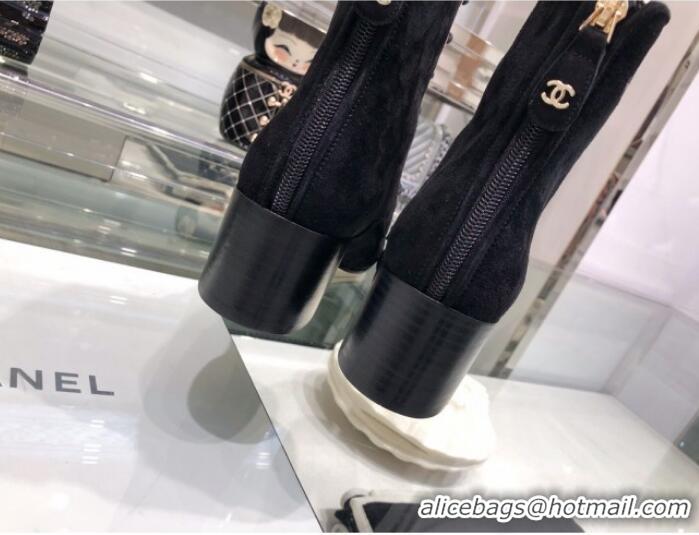 Hot Style Chanel Suede Calfskin Lace-up Short Boots G35174 Black 2019