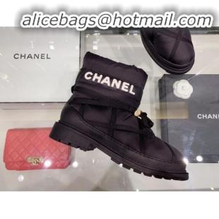 Low Cost Chanel Down Feather Lambskin Fur Quilted Strap Short Boots G35342 Black 2019 