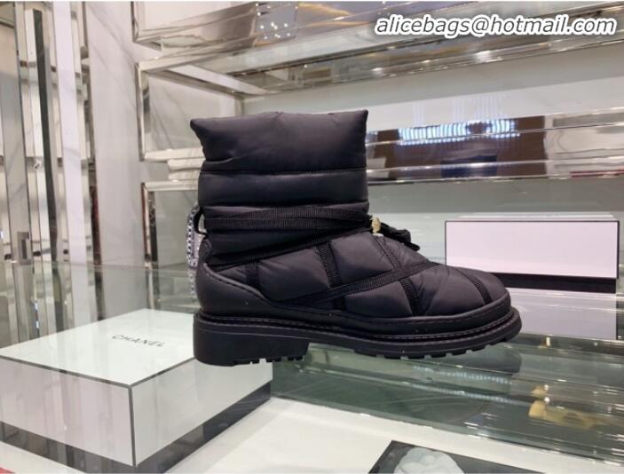 Low Cost Chanel Down Feather Lambskin Fur Quilted Strap Short Boots G35342 Black 2019 