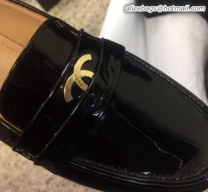 Unique Grade Chanel Patent Calfskin Flat Loafers G35110 Black 2020